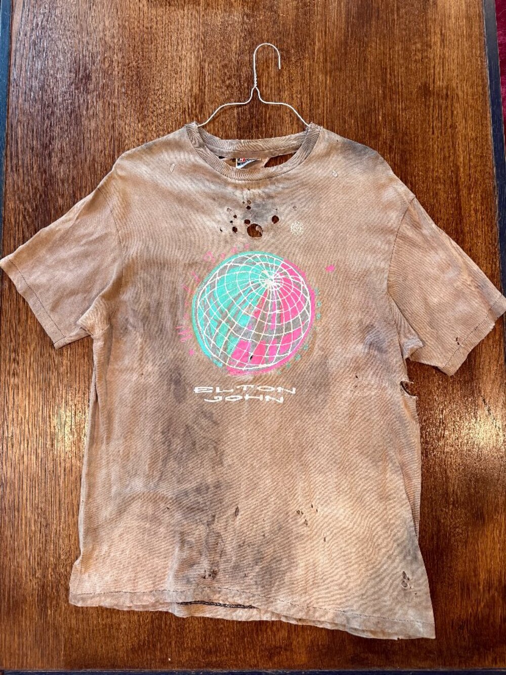 Elton John Vintage Thrashed The World Tour Shirt (1989-1990)